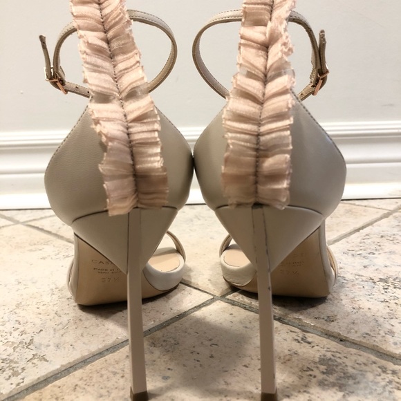 CASADEI Beige Nude Cappa Blade Open-toe Ankle Strap Sandal Heels 7.5 37.5 - Picture 3 of 6